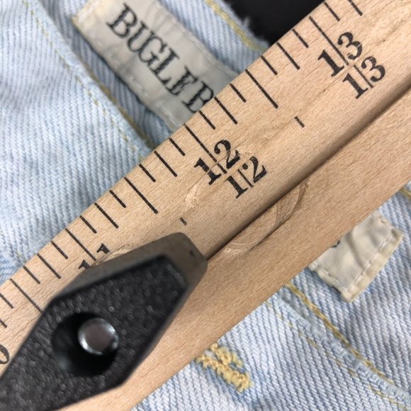 VTG 90s Bugle Boy Jeans Men's 32 x 29* Light Blue Thrashed Stained Denim Cotton - Picture 15 of 16